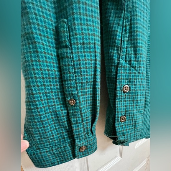 L.L.Bean Vintage Flannel Micro Plaid Teal Blue Large Women’s Shirt Shacket - Picture 12 of 16